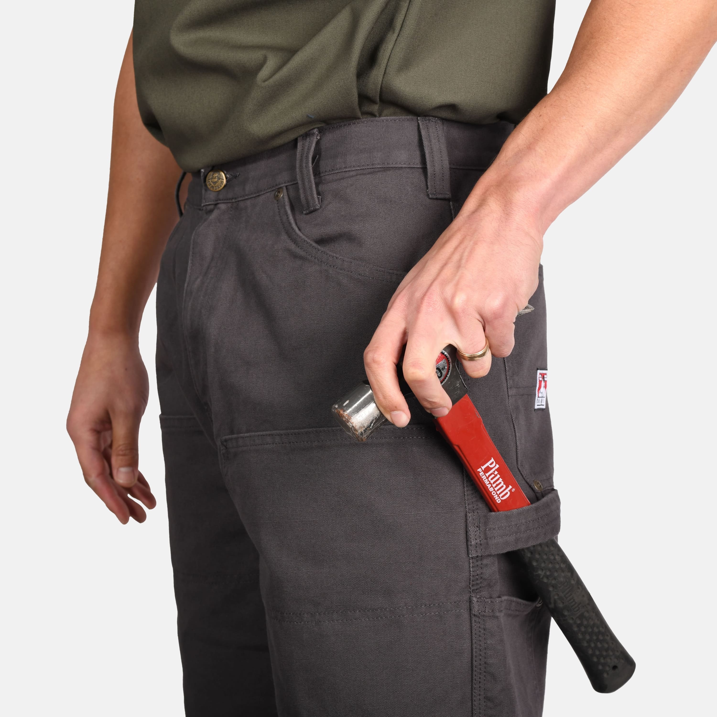 Canvas Double Knee Carpenter Pants - Charcoal - Image 6