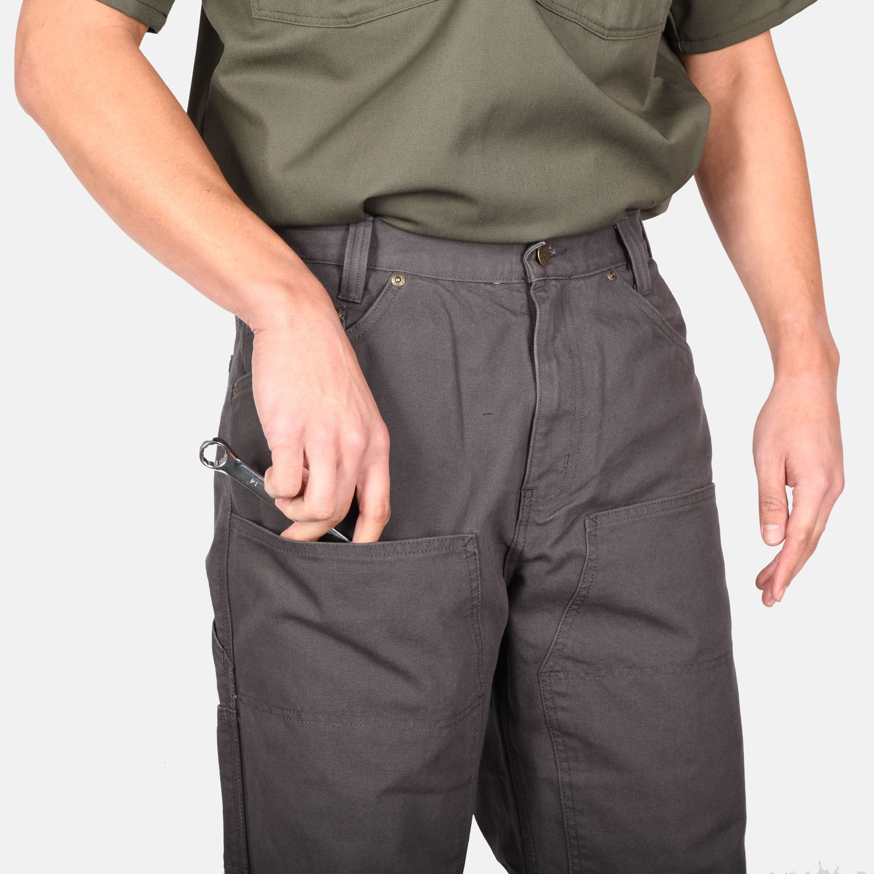 Canvas Double Knee Carpenter Pants - Charcoal - Image 5